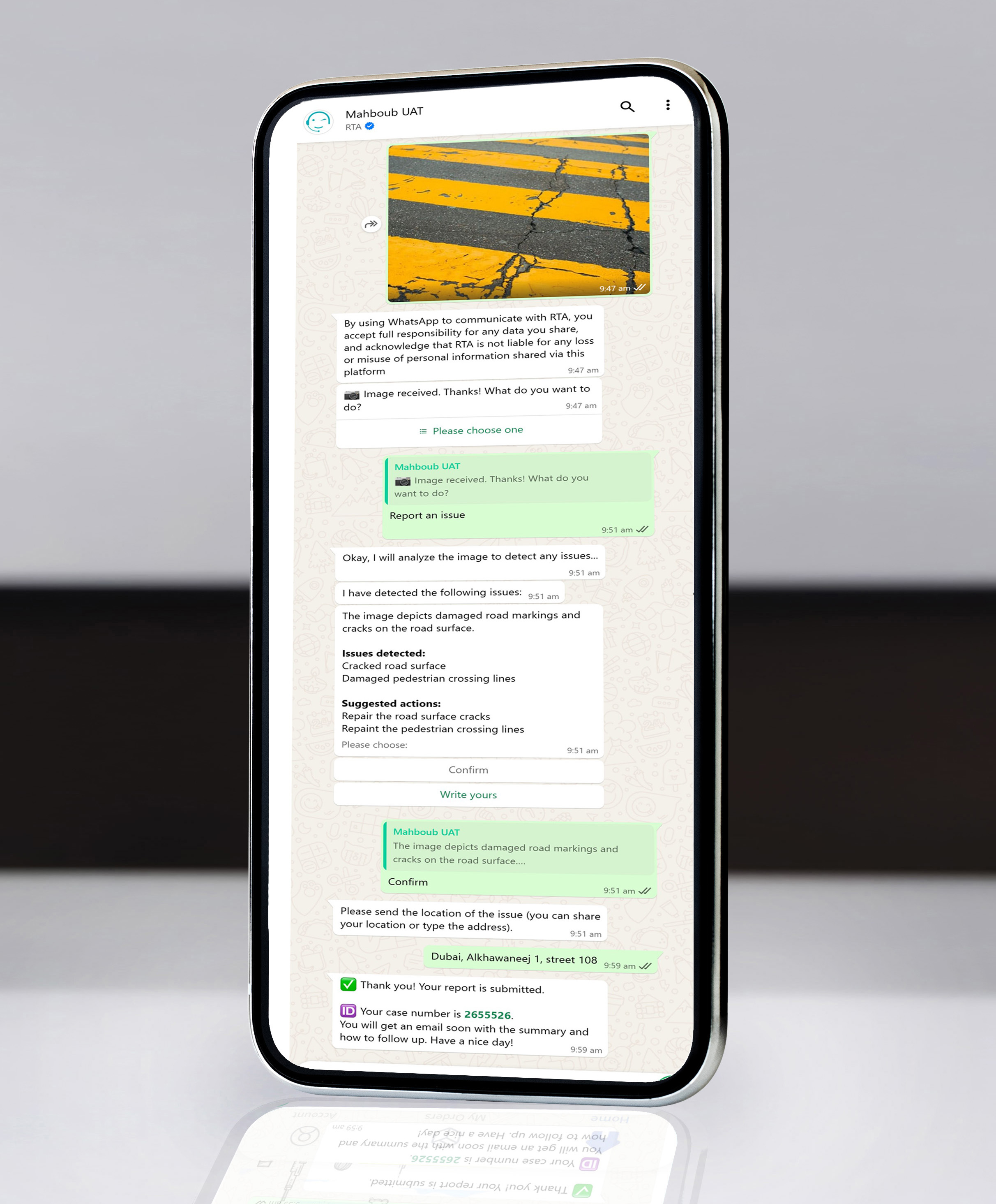 RTA Provides Madinati Service via “Mahboub” Chatbot on WhatsApp